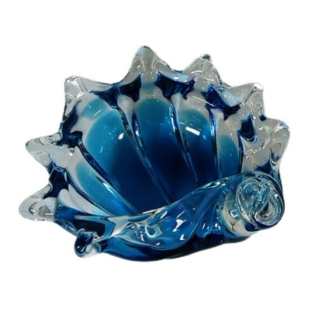 Chalet Art Glass Blue Sea Shell Figure Paperweight